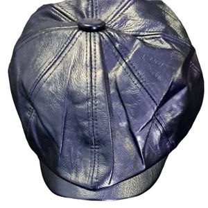 Men's Black faux leather newsboy cap